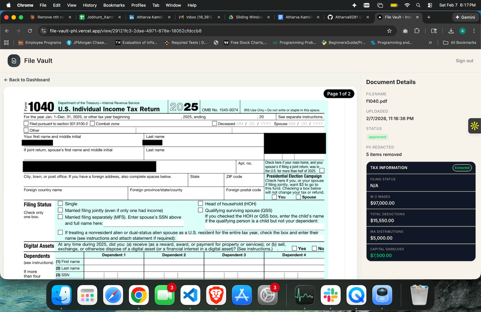 File Vault - Redacted Document View