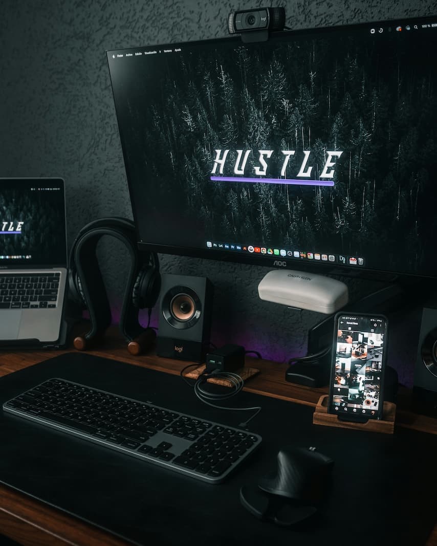 Development setup with laptop and workspace.