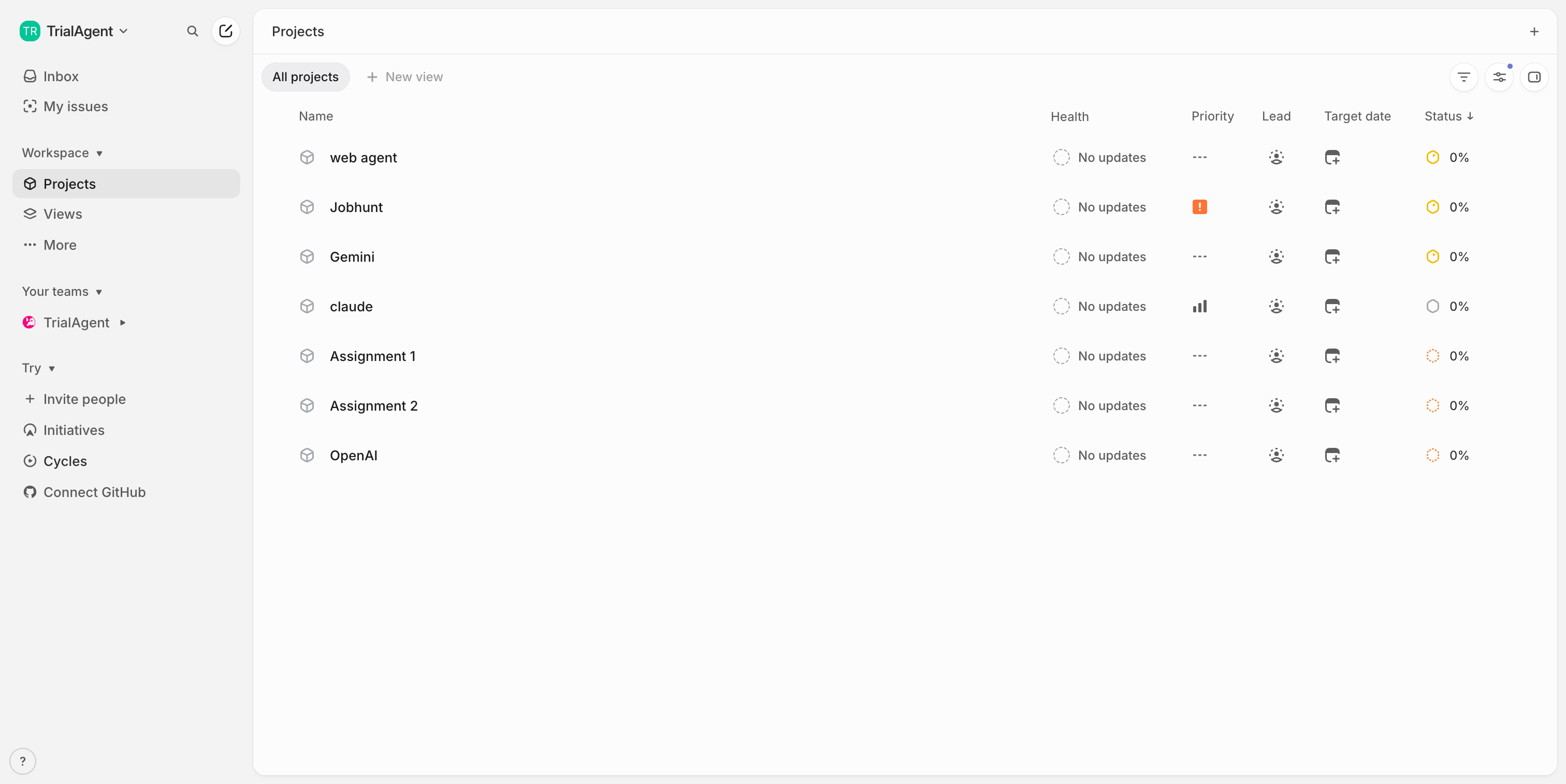 Step 2 — Open Create Project modal